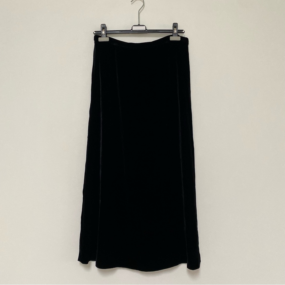 Talbots Petites Velvet Silk Blend Long Maxi Skirt Black 14P